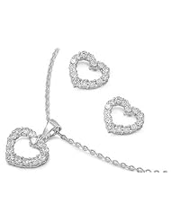 Sterling Silver Sets With Cubic Zirconia - Heart