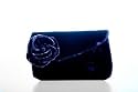 Navy blue small velvet handheld clutch bag evening handbag with velvet rose