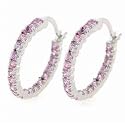 Pink CZ Sterling Silver Hoop Earrings