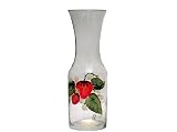 ArtisanStreet's Strawberry Design Carafe. Features Hand Painted Bright Red Strawberries Trimmed with Green Leaves. One Of A Kind & Signed By Artisan.