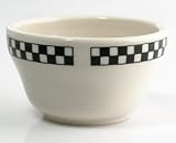 Homer Laughlin Black Checkers 7.25 oz. Creamy White / Off White China Bouillon Bowl 36 / CS