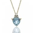 Trillion Aquamarine & Diamond Pendant in 10K Yellow Gold w/ Chain