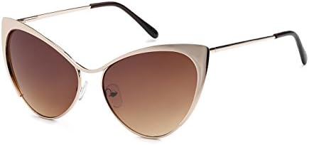 Classic Retro Super Cat Eyes Women Fashion Metal Frame Gradient Sunglasses (Brown)