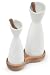 Sagaform White Stoneware Oil and Vinegar Cruets with Acacia Wood Stoppers and Tray