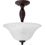 Globe 6189801 Java Semi-Flush Mount Ceiling Fixture, Crimson Coffee Finish with Alabaster Shade