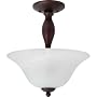Globe 6189801 Java Semi-Flush Mount Ceiling Fixture, Crimson Coffee Finish with Alabaster Shade