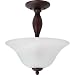 Globe 6189801 Java Semi-Flush Mount Ceiling Fixture, Crimson Coffee Finish with Alabaster Shade