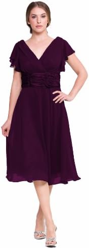 Short, chiffon mother of the bride gown 5053NX-PLUM-XL