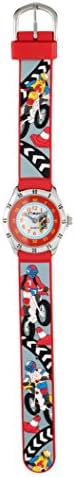 Tomato Kids Watch with 3d Moving Biker in Red Strap and Stainless Steel back