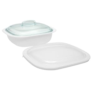 CorningWare SimplyLite 2-1 2-Quart Casserole with Glass and Plastic Lids by 