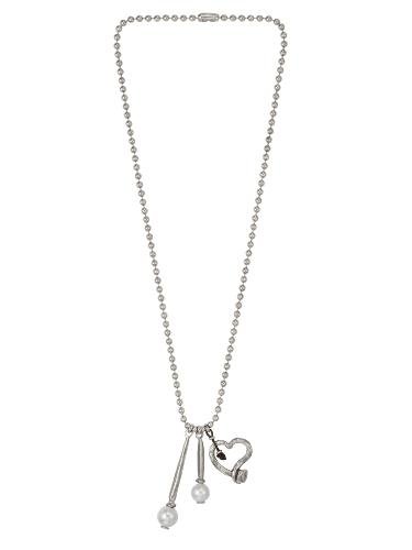 Uno de 50 Unisex-Kette aus Metalmix mit 15 Mikron Silber und Lederdetail mit Perlen COL050 Preisvergleich
