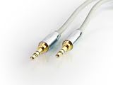 Car + Home Stereo AUX-IN Cable 3.5mm for iPod, iPhone, smartphone and mp3 players - With metallic silver, stepped slimline connector, to accommodate iPhone 4 and smartphone cases (1.2m)