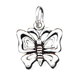 Pendant and Necklace Set - Sterling Silver Antique Butterfly Charm w/18 Silver Box Chain Necklace Included