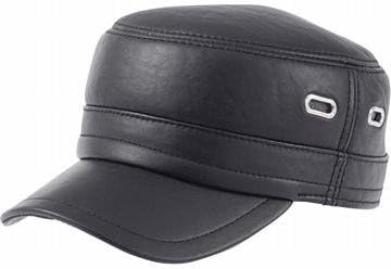 Casual Outfitters Solid Genuine Lambskin Leather Cap with Chrome Ventilation Grommets - GFCAP4