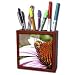 Patricia Sanders Flowers - Purple Coneflower and Bee II - Tile Pen Holders-5 inch tile pen holder