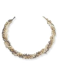 Genuine IceCarats Designer Jewelry Gift Sterling Silver Tri-Color Freshwater Cultured Rice Pearl Necklace In 18.00 Inch