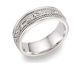 14K White Gold Paisley Design Wedding Band Ring