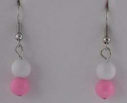 White and Pink Globes Earrings
