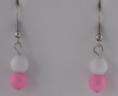 White and Pink Globes Earrings