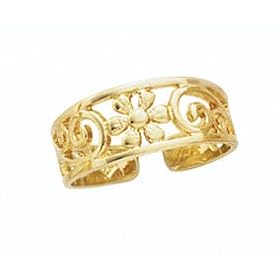 14K FILIGREE W FLOWER CTR TOE RING - GH23218 by Abacus