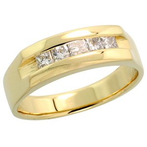 1/2 Carat Princess Diamond 14k Yellow Gold Men's Wedding Ring