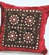 Cotton Cushion Cover With Mirrors Burgundy / 18 x 18-PC196-BU
