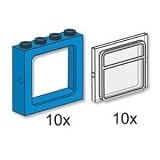 Lego Building Accessories 1 x 4 x 3 Blue Train Windows with Clear Panes