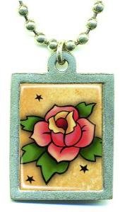 Click here to buy Hand Made Womens Retro Tattoo Rose Chain Necklace Pendant.