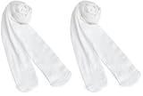 Jefferies Socks Girls All Occasion Mid Weight Flat Knit Nylon Tight 2-Pack,White,4-6