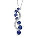 14K White Gold Created Sapphire and Diamond Journey Pendant