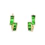 14K Yellow Gold Emerald CZ Square Huggy Earrings