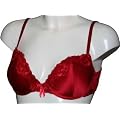 Ex Store Red Silk Padded Plunge Bra
