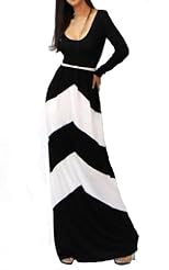 Chevron Print Summer Halter Long Sleeves Rayon/Spandex Empire   Waistline Maxi Dress 