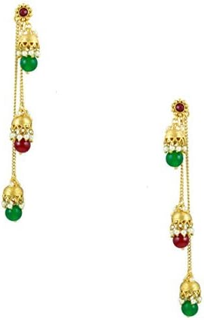 Kashmiri Rajwadi Jhumki in Ruby & Emerald Color