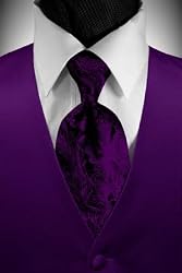 Purple Solid Satin Vest with Coordinating Tapestry Tie