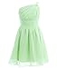 Fairy Couple Girl's One Shoulder Ruching Short Chiffon Flower Girl Dress K0122