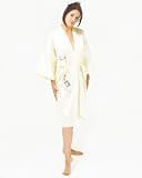Satin Kimono With Embroidery (Up to 42 inch (1), Pale Yellow)