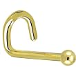 Solid 14KT Yellow Gold 1.5mm Ball Left Nostril Screw Ring - 20 Gauge