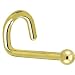 Solid 14KT Yellow Gold 1.5mm Ball Left Nostril Screw Ring - 20 Gauge