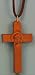 3 inch Wood Stained Cross w/Face of Jesus Necklace w/30 inch Cord - 5 Pack