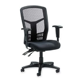 Executive High-Back Chair, Mesh Fabric, 28-1 2x28-1 2x45, BK (LLR86200) Category: Metal... by Lorell