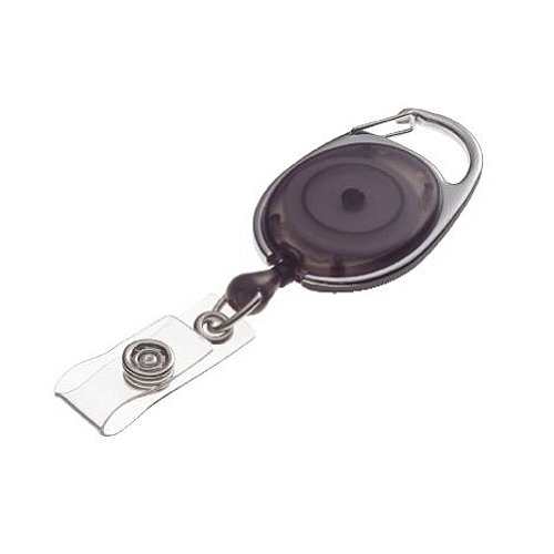GBC BadgeMates Translucent Carabiner Badge Reels, Black, 2 Reels per Pack (3747484)
