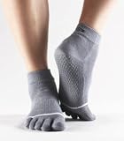 ToeSox Yoga-Pilates Toe Socks with Grips, Grey, X-Large