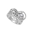Sterling Silver Rhodium Ring with Clear CZ - Heart - Size: 6-9 Sterling Silver Rhodium Ring with Clear CZ - Heart - Size: 6-9
