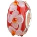 Red and White Flower Murano Style Glass Sterling SIlver Core European Bead Charm