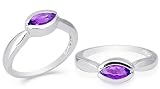 Marquise Cut Amethyst Ring Sterling Silver