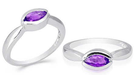 Marquise Cut Amethyst Ring Sterling Silver