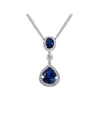 4.55Ct Oval+ Pear Shaped Sapphire & Diamond Pendant 18k Gold