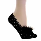 LETÆS CUDDLE BETSEY JOHNSON FUR TRIM BLACK BALLET SOCKS