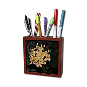 WhiteOak Photography Floral Prints - Cluster of Yellow Flowers - Tile Pen Holders-5 inch tile pen holder